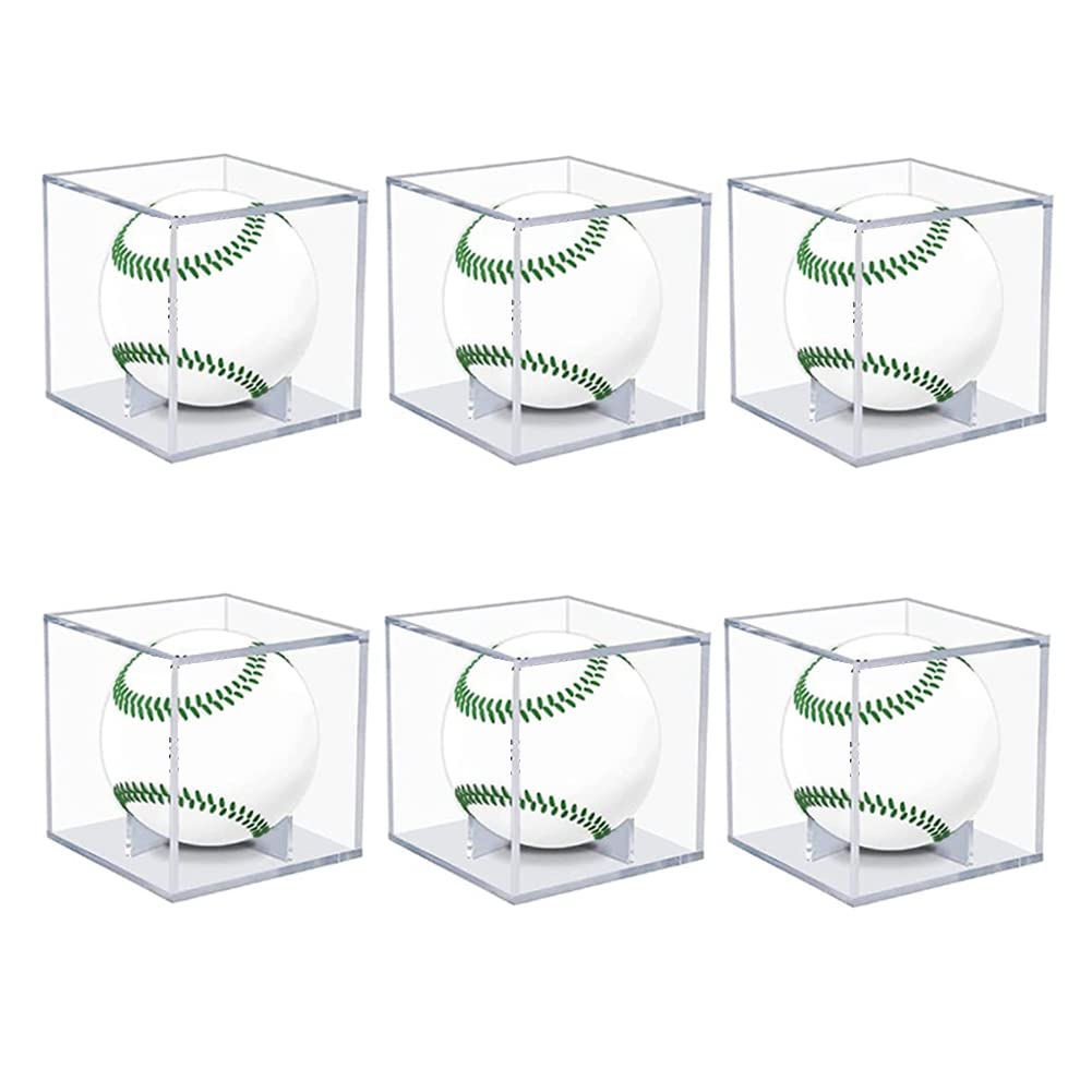 KJKVIVH 6Pcs Baseball Display Case,UV Protected Acrylic Display Box,Clear Display Case Autograph Ball Showcase