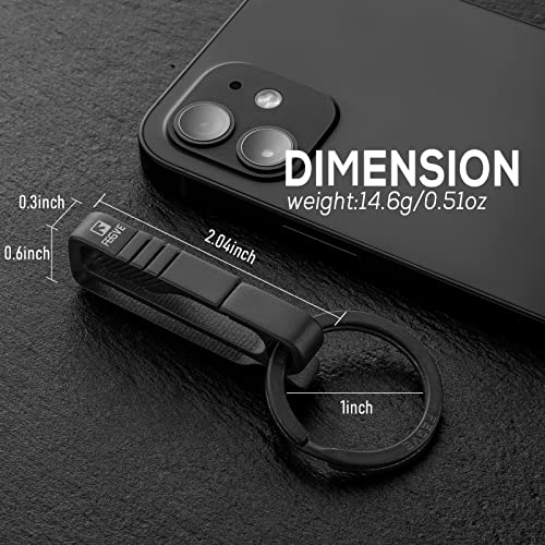 FEGVE Titanium Quick Release Keychain Clip, Belt Key Clip with Key Ring