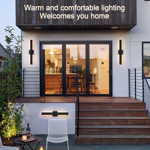 Image of Modern Outdoor Wall Light Fixtures 27.2 inch Black Outdoor Porch Lights Exterior LED Wall Sconces, 12W Integrated LED Long Outside Light Fixtures for Garage, Porch, Patio, Front Door, House, etc.