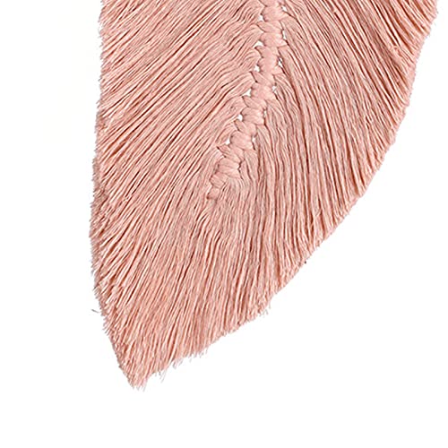 Tuelaly Large Macrame Wall Hanging Boho Feather Wall Decor Farmhouse Rustic Decor For Bedroom, Living Room, Entryway - Handmade Woven Workmanship Pink #TOP2