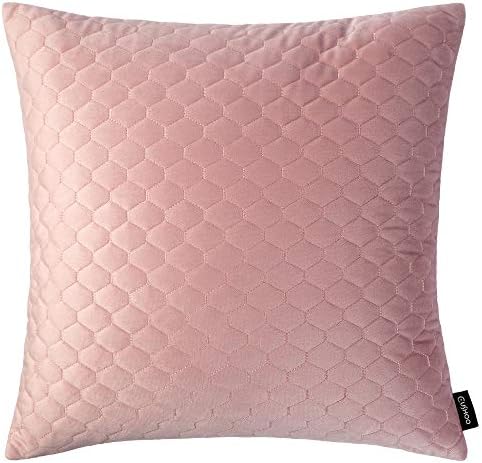 RHOOM Rectangle Velvet Cushion Cover, Blush Pink with Light Grey Piping - Bolster Scatter Throw Pillow for Sofa (30cm x 50cm, 12" x 20")