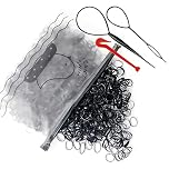 Sularpek 1000 Pcs Elastic Hair Bands, Hair Elastics, Small HairBands, Plastic Hair Bands, Mini Rubber Bands, Hair Rubber Bands for Hair Braids, With Band Removal Hook+2 Hair Braid Tools(Black)