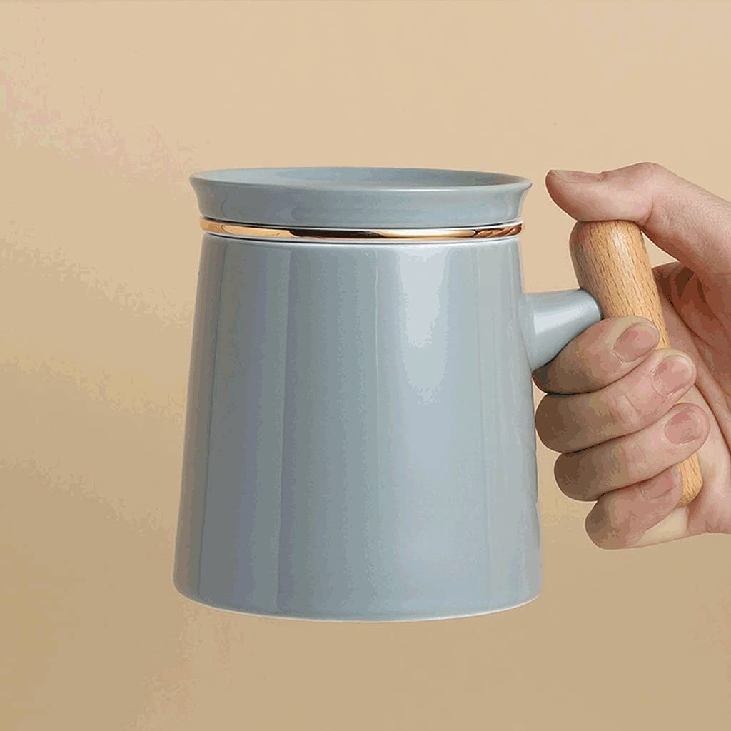 Tazzine Caffe Tazze Caffe Semplice Tazza Da Caffè In Ceramica 400 Ml, Tazza Da Tè Multifunzionale Con Filtro, Tazza Da Bere Per Tè, Caffè, Succo Di Latte, Ecc Tazze Cappuccino(Grey)