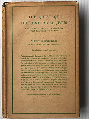 The Quest of the Historical Jesus B0010ZSXX0 Book Cover
