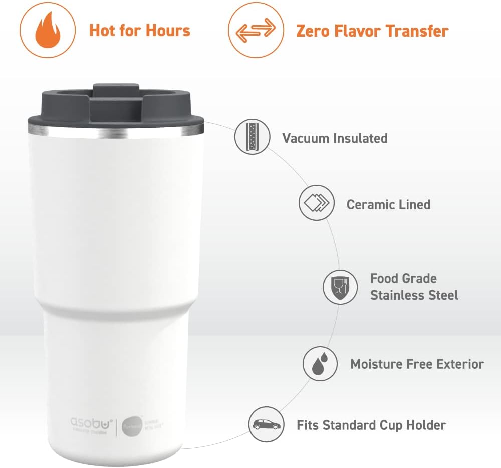 asobu 22oz Extra Large Ceramic-Lined Travel Mug with No Metal Taste-Keeps Flavors True - Double-Wall Vacuum Insulated Coffee Mug with Spill-Proof Pop-Open Lid for Hot Drinks - Image 3