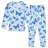 miaozhen Sleeping Pajamas For Fashion Blue Rose Flower Butterfly Lounge Sets spring 3T