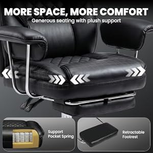 N-GEN GAMING Big and Tall Gaming Chair with Footrest, Reclining Chair, Black — photo 3 of 6
