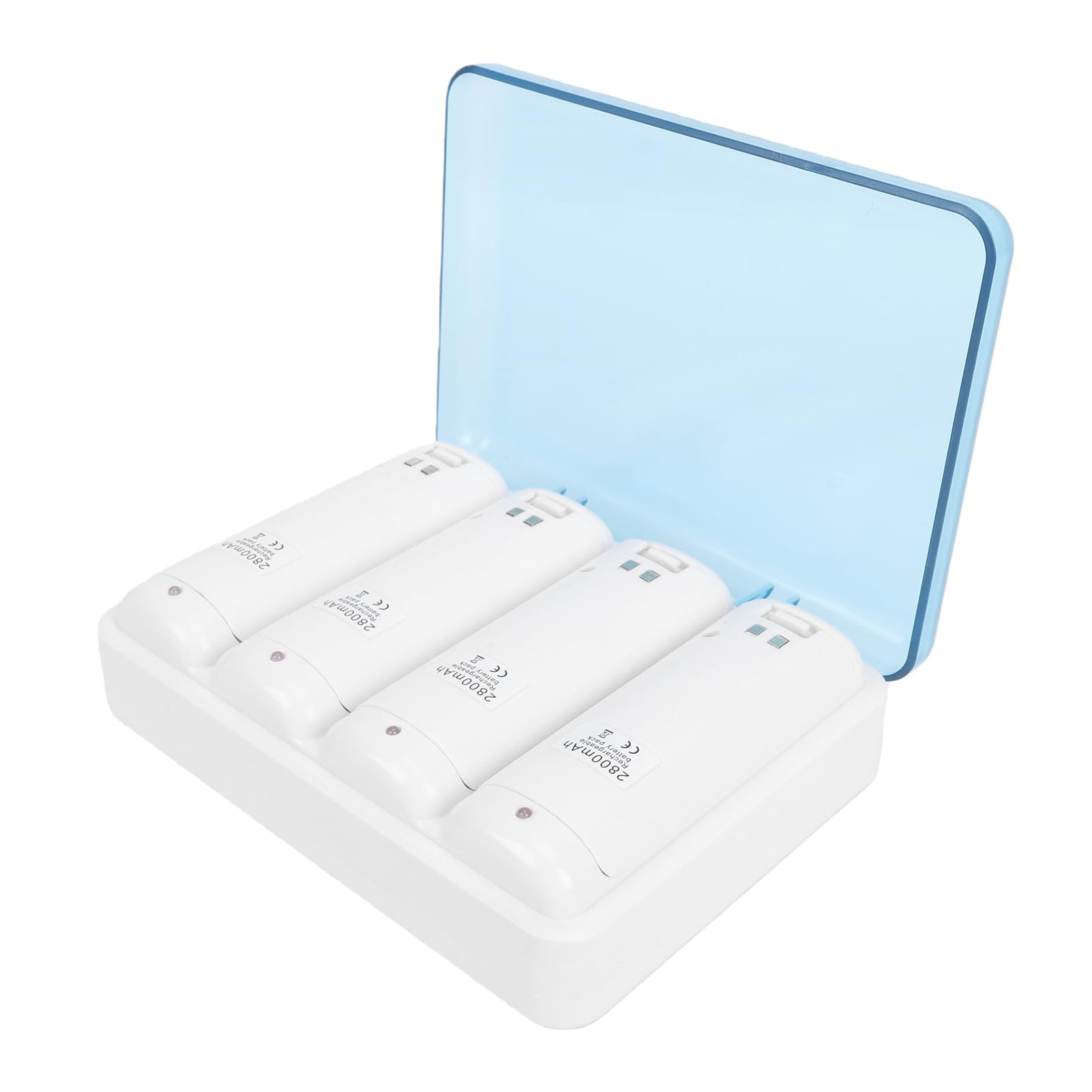 Sxhlseller Station de Chargeur de Batterie 4 en 1 pour Télécommande, avec 4 Piles Rechargeables de 2800 MAh et Câble USB, Noir (White)