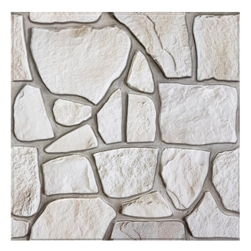 Commomy Pannelli da Parete 3D Finta Pietra Decorazione di Pareti Interne, 10 Pezzi, 30 x 30 cm, Pannelli Murali 3D in PVC Pannelli Adesivi per Pareti Autoadesivi Impermeabili