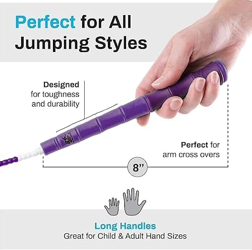 Miniatura 4 de Buddy Lee - Cuerda de saltar con cuentas  Cuerda de saltar ajustable para niños y adultos  Cuerda de saltar duradera sin enredos con asas