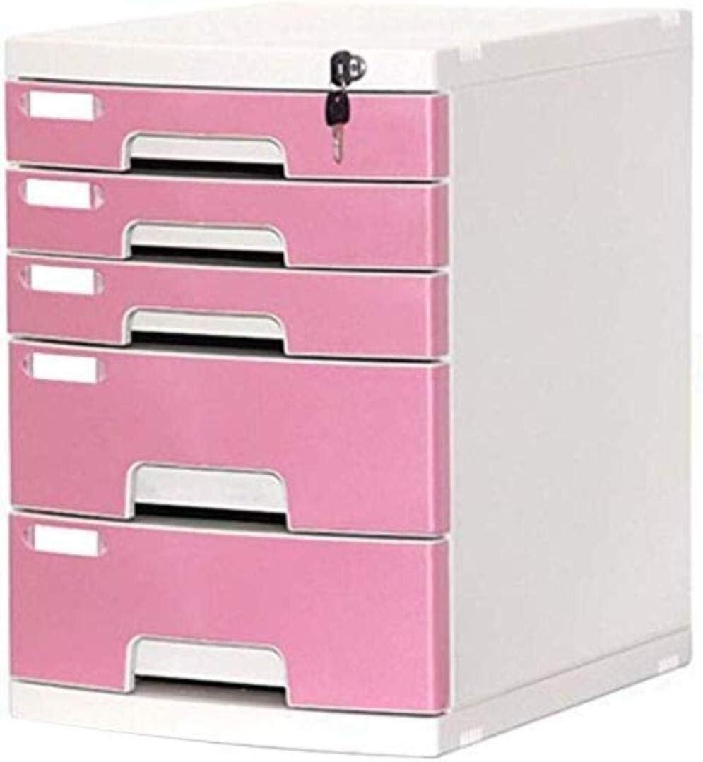 VUIKLCty File Cabinet Lock 5 Drawer Desktop Data Storage Plastic Organizer Home Office Furniture Bookcase