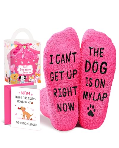 HAPPYPOP Dog Mom Gifts for Women - Funny Dog Mom Socks for Pet Lover, Gifts with Funny Saying Cards