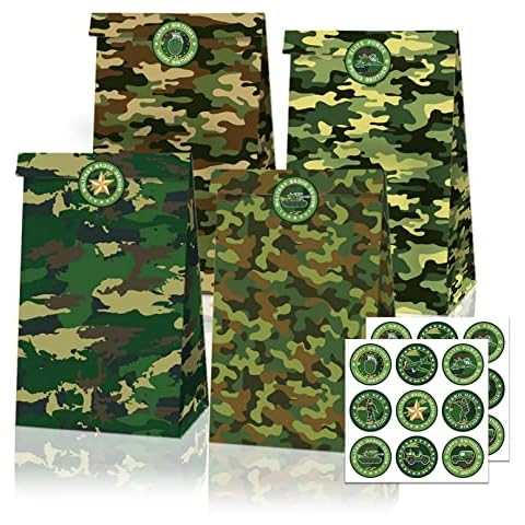 12 Pack Camouflage Gift Bags for Parties Cover