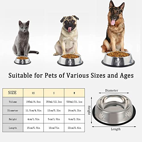 Katzennapf 3 Stück, Futternapf Katze Katzennäpfe Edelstahl rutschfest Katzen Napf Set, Haustier Fressnapf Futterschüssel Wasser Fütterung Schüssel für Katze Kleine Hunde Tiere (M-350ml)