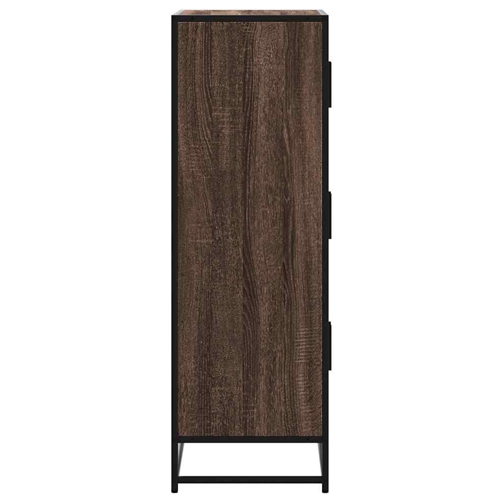 Mobiletto alto effetto rovere, 68 x 35 x 106,5 cm, in legno | Elegante armadietto per soggiorno e corridoio, spazio strutturale su 3 livelli con robusta struttura in metallo.