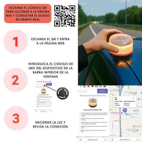 KROWN - Luz Emergencia V16 Homologada DGT con Geolocalización – Baliza Coche Conectada DGT 3.0 con Datos Incluidos hasta 12/2038 (1 Unidad) 4 Krown - Luz Emergencia V16 Homologada Dgt Con Geolocalización – Baliza Coche Conectada Dgt 3.0 Con Datos Incluidos Hasta 12/2038 (1 Unidad)