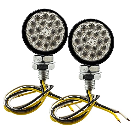 Oz-Usa Motorcycle Running Light Turn Signal Amber Led Front Black Custom Cruiser 12V #TOP1