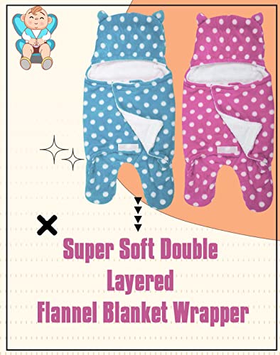 Image of New Born Multi-Purpose Baby Boy's and Baby Girl's Blanket and Sleeping Bag (Blue Pink, 0-6 Months)