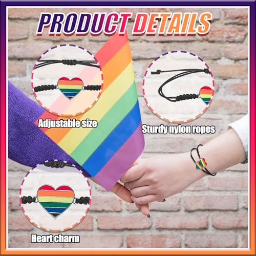 Pride Bracelet 20Pcs LGBTQ Rainbow Bracelets Lgbtq Gift Heart Braided Wristband for Men Women Gay Pride Friendship Decoration3