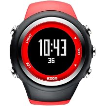 EZON GPS Running Watch with Distance Pace Alarm and Calorie Counter and Stopwatch for Men Red