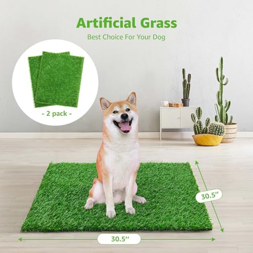 Image of 2 Pack Artificial Dog Grass Pee Pad 30.5x30.5, Indoor Puppy Potty Training