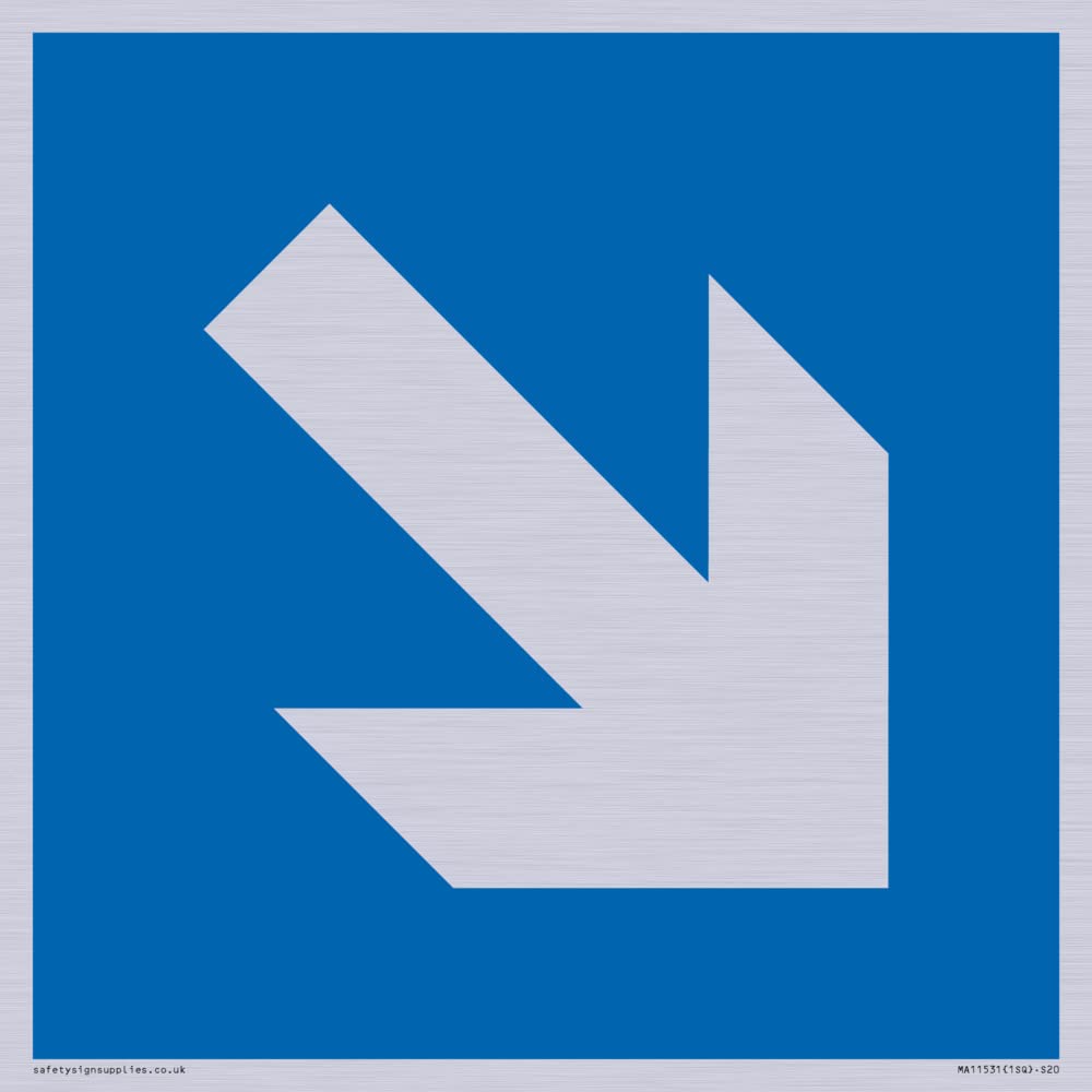 Custom Mandatory: Down right arrow Sign - 200x200mm - S20