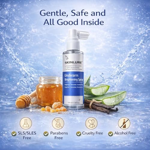 Image of Underarm Brightening Spray with 5% Glycolic Acid & Aloe Vera | Dark Underarm Care | Smoothening Underarm Spray | Reduces Odor | 100ml Each(Pack of 2)