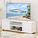 LunarLight テレビ台 幅109.5奥行28.6高さ36.8cm テレビボード ローボード コンセント付き 布製引き出し付き 多機能収納ボックス 収納棚板調節可能 32型/42型/55型テレビ対応 収納 組立簡単 工具不要 耐震転倒防止 総耐荷重100kg (ホワイト)