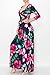 Bon Rosy Women's 3/4 Sleeve V-Neck Printed Maxi Faux Wrap Dress Navy Fuchsia M