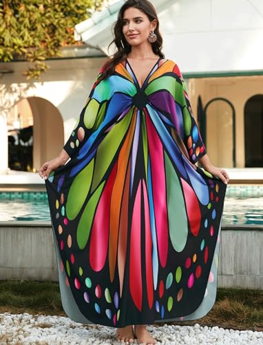 Kaftan Dresses for Women Plus Size Batwing Sleeve Caftans Long Bathing Suit Cover Up Maxi Beach Dress Loungewear4