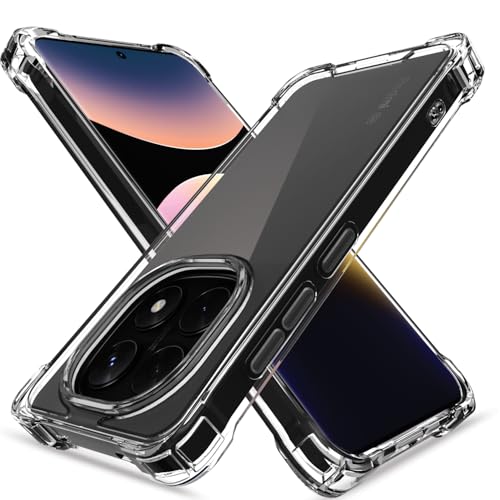 Image of Amazon Basics Back Cover for Redmi Note 15 Pro 5G PC + TPU Clear Transparent Raised Edges Shockproof Protective Phone Bumper Case (Transparent)