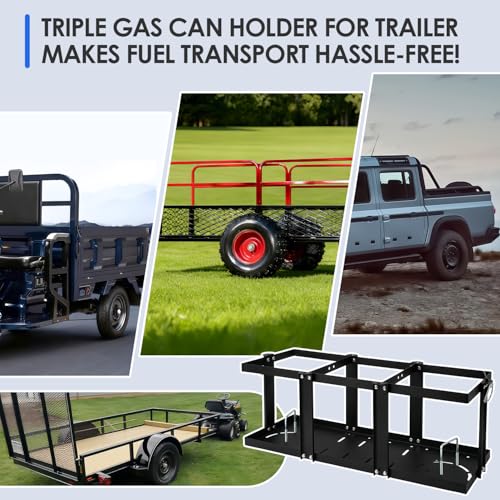 Image of Gas Can Holder for Trailer, Fuel Jug Holder, with 6 Fixed Columns and Locking Straps, Fit for Holding three 5 to 5.5 Gallon Gas Cans(Compatible with VP Racing 5.5 Gallon Fuel Cans) (Triple oil drum support)