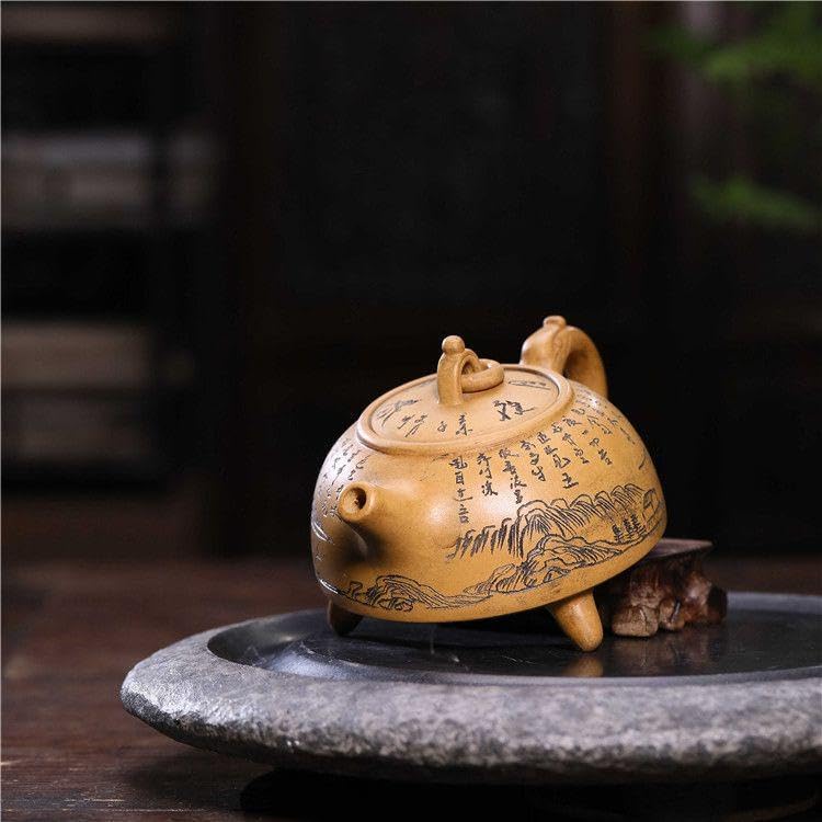 中国古美術・宜興原鉱底槽清泥紫砂壺 龍馬精神・紫砂壺・底款:朱可心紋