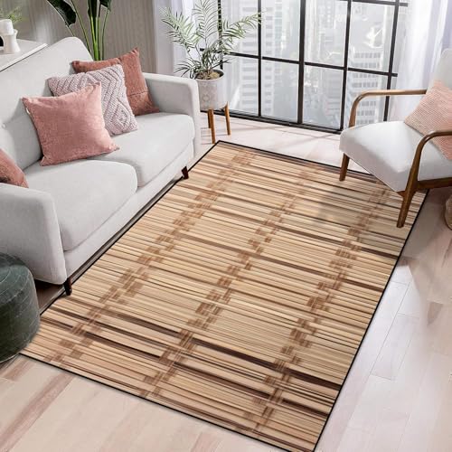 Area Rug Bamboo Woven Washable 4x6 feet Rugs for Bedroom