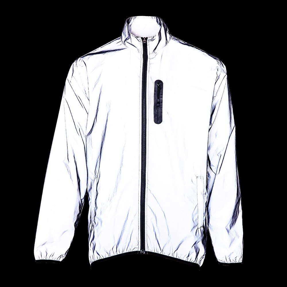 Chaqueta De Ciclismo Unisex, Reflectante Impermeable Transpirable Cortavientos Chaqueta Ligera De Running, Resistente Solar High-Vis Ropa De Alta Visibilidad Para Senderismo Ciclismo