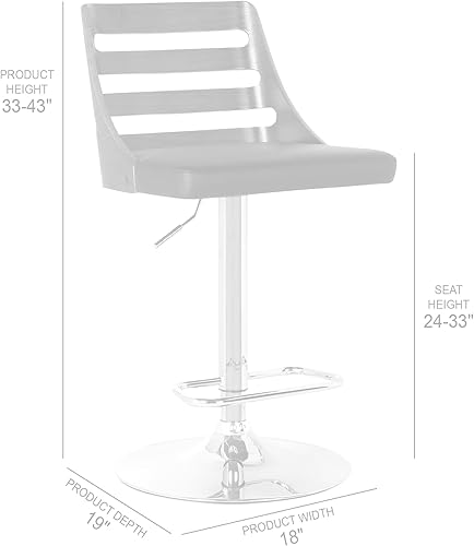 Miniatura 3 de Armen Living Taburete de bar Storm en piel sintética crema, madera de nogal y acabado cromado