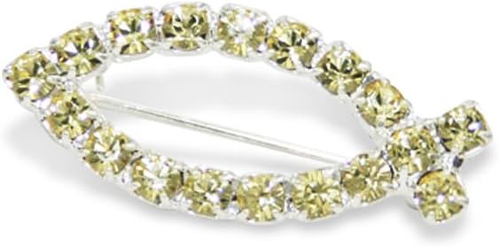 LJ DesignsConfirmation Gifts 174 Jonquil Pale Yellow Crystal Fish Brooch Made with Crystals from Swarovski Confirmation Gifts