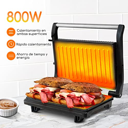 Aigostar-York-30RUM-Parrilla-Electrica-800W-Apertura-180o-Placas-Antiadherentes-23-x-143-cm-Dos-Superficies-de-Cocinado-Panini-Press-Libre-de-BPA-Asa-de-Toque-Frio