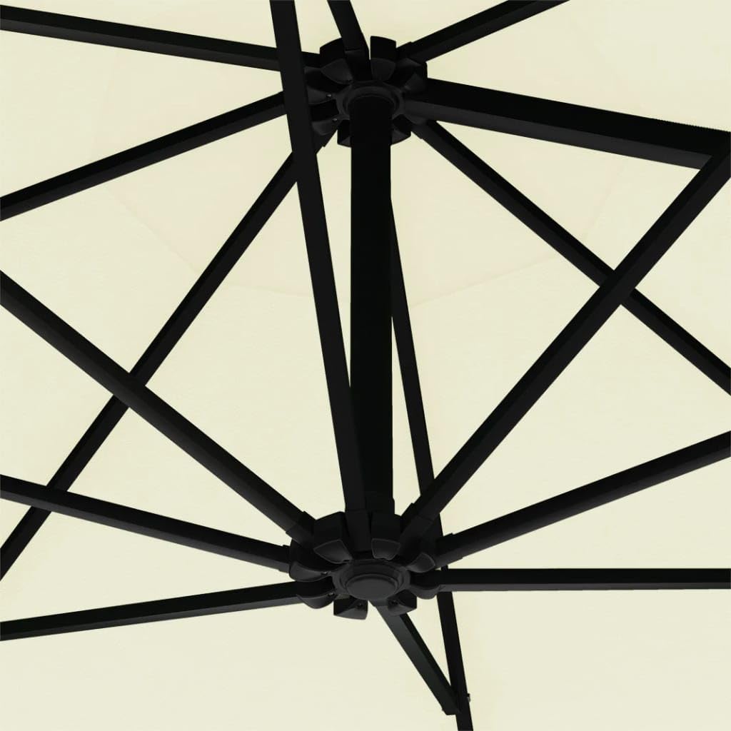 Sombrilla de Pared con Mecanismo de Manivela, Parasol de Poliéster con Protección UV y 8 Varillas de Acero para Jardín, Inclinable y Fácil de Limpiar, Incluye Accesorios