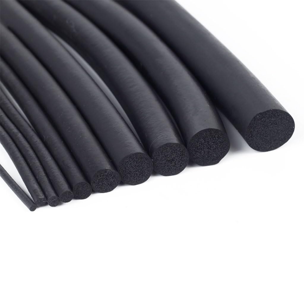 Schaumstoff-Dichtungsband 1 m/5 m Runder Schwammkordelstab, schwarz, Durchmesser 2,3 mm – 26, Vollgummidichtung, Stück(3mm 5m)