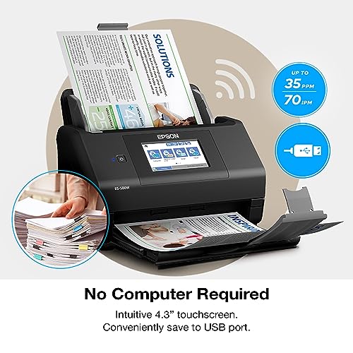 Image of Epson FastFoto FF-680W Wireless High-Speed Photo and Document Scanning System, Black & Workforce ES-580W Wireless Color Duplex Desktop Document Scanner for PC and Mac