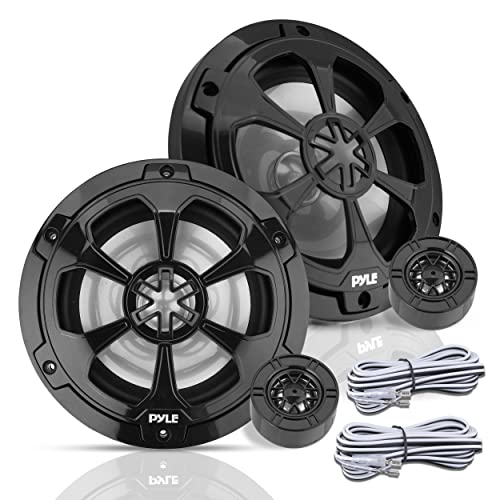 Image of Pyle 6.5 inch Marine Speakers, 2-way Coaxial /Component Waterproof Speakers, 240 Watt Butyl Surround Sound and Surface Mount Capability - Black Pair