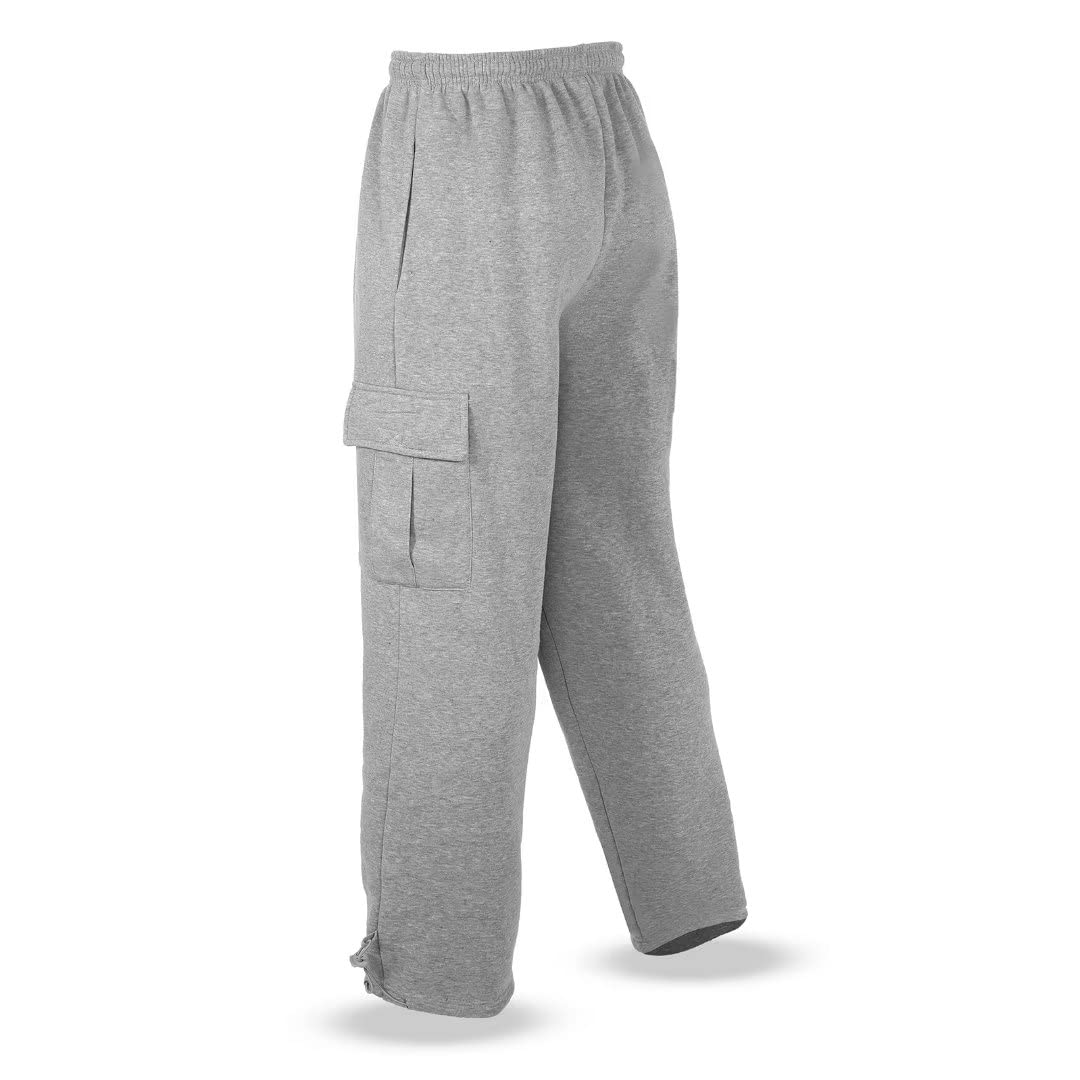 Mens Fleece Cargo Sweatpants Multi-Pocket Loose Casual M-5XL Tall and Big Size