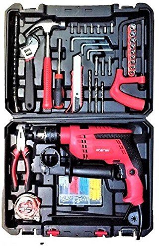 Foster FK-3513 PRO Metal Power Tool Kit, Red and Grey -Set of 130 Tools