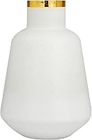 Vista 1 de Deco 79 Jarrón decorativo de cristal con borde dorado, florero para decoración del hogar, 10 x 10 x 15 pulgadas, color blanco