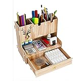 1. Caja de almacenamiento de escritorio de madera, diseño simple, estilo nórdico