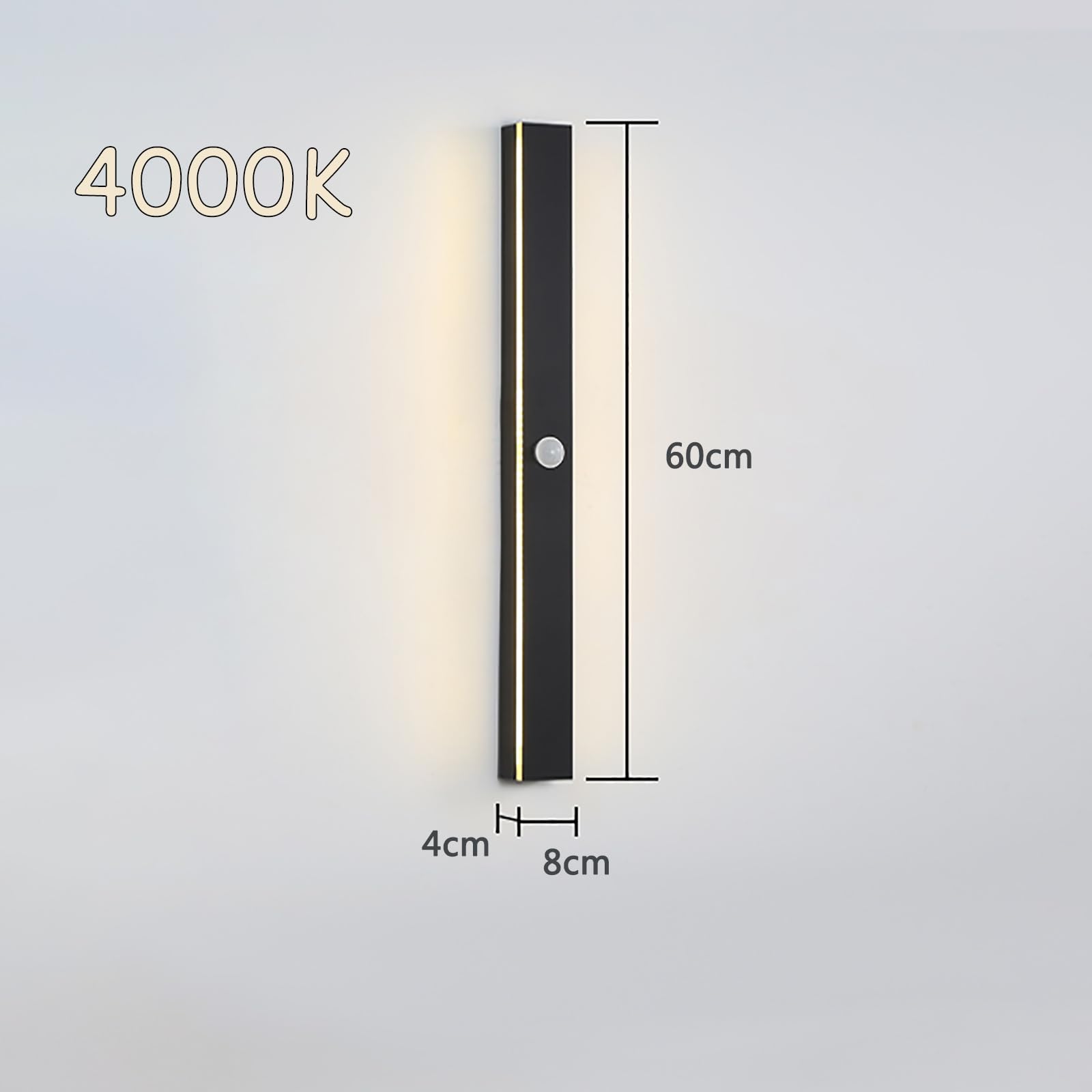 60CM LED Lampada da Esterno con Sensore Movimento Impermeabile Lunga Applique da Esterno/Interno LED Luce Parete per Terrazza Corridoio Ingresso,4000K