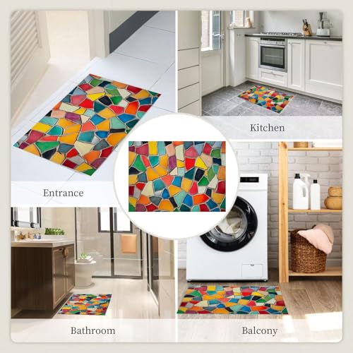 Tapis à poils courts multicolore 90x150 cm pour salon et chambre - 8