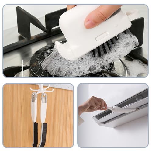 Reinigungsbürste, Fensterrahmen Reiniger, Hartborsten Eckenreinigungsbürste, Spaltreinigungsbürste, 3-In-1 Window Cleaning Brush, Reinigungsbürsten-Set Zur Reinigung Von Toten Ecken, Ritzen, Jalousien