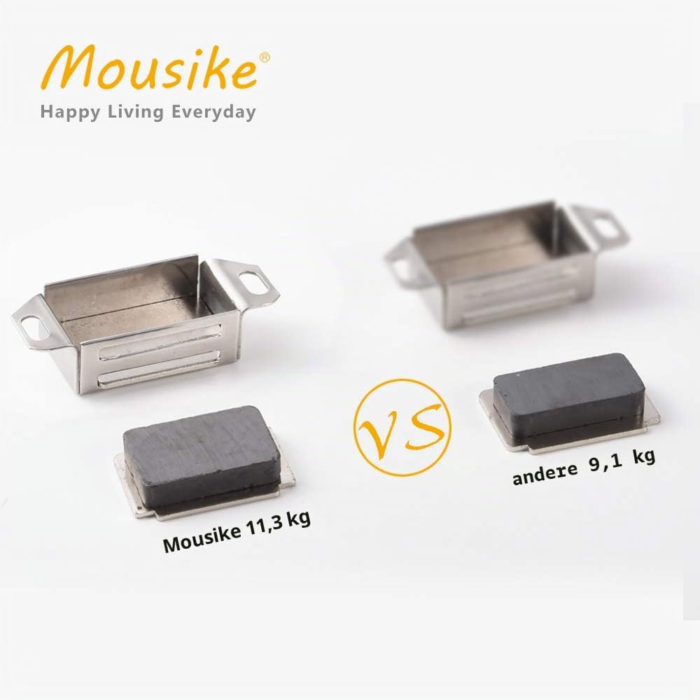 Mousike Schrankmagnete 15kg Edelstahl Magnetischer Türverschluss Magnetisch für Küchenschrank Kleiderschrank Schrank Schranktür Schubladenverriegelung (Silber 12er Pack)
